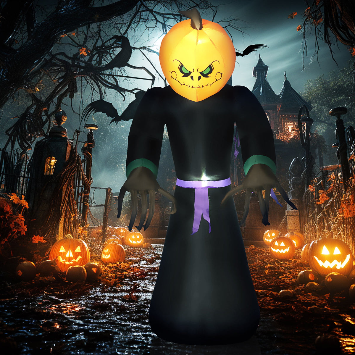 HOMCOM Halloween Inflatable Pumpkin with LED Lights for Garden Indoor Outdoor