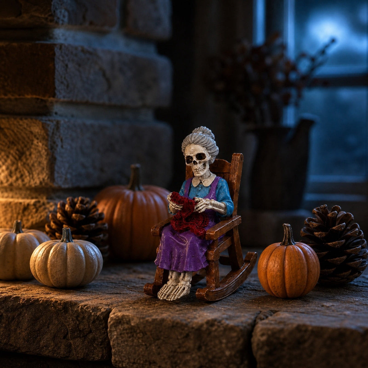 Hotyverty Vintage Window Skeleton Resin Wall Figurine, Gothic Indoor Wall Decor for Door Mantel, Creative Halloween Gift for Halloween Party Decor Enthusiasts