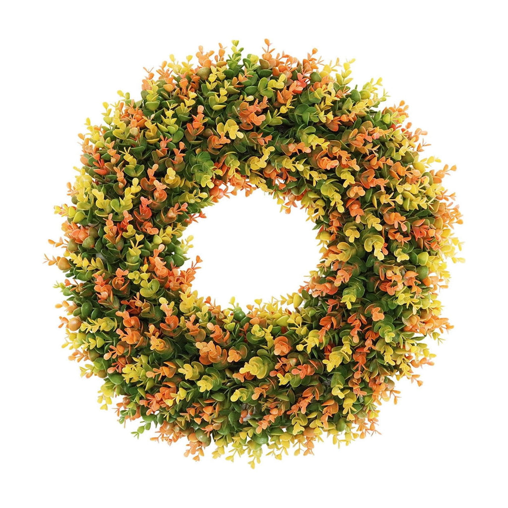 ICQOVD Halloween Pumpkin Maple Leaf Wreath with Skeleton Ornament Orange Black Bow Front Door Hanging Fall Home Decoration 15.75*15.75*3.15IN
