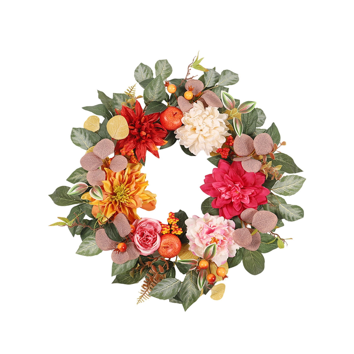 ICQOVD Halloween Pumpkin Maple Leaf Wreath with Skeleton Ornament Orange Black Bow Front Door Hanging Fall Home Decoration 15.75*15.75*3.15IN