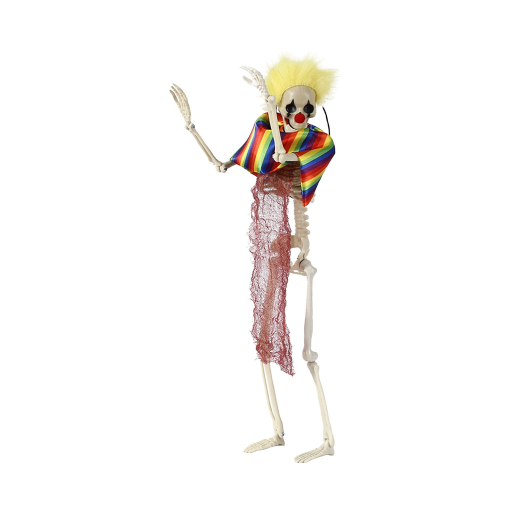 JHyouerji Life Size Posable Joint Plastic Human Skeleton Prop,Red Weatherproof Disassemble Spooky Decor for Yard Haunted House Halloween Party Scene Layout