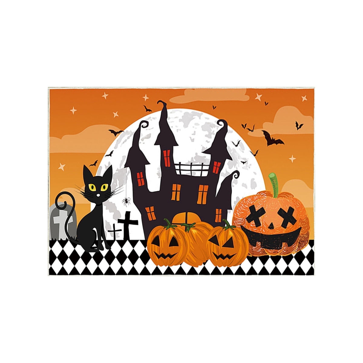 JLFNYA Halloween Rug,15.7*24inch Checkered Rug,Rug Halloween Fall Door Mat Cotton Washable Area Rugs Door Mat Outdoor Entrance for Front Porch Entryway Fall Farmhouse