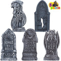 Joyfy 5 Pack Halloween Tombstone Outdoor Decorations,17 Inch Foam RIP Cemetery Headstone Decoration and 12 Halloween Yard Lawn Decoration Metal Stakes
