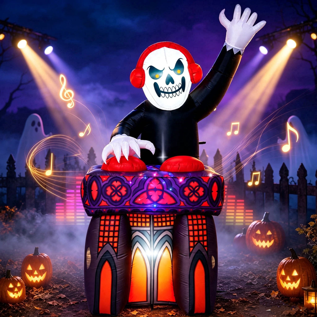Joyfy 8 FT Halloween Inflatable Skeleton Dinosaur with Build-in LEDs Pumpkin Decorations,Halloween Outdoor Decorations Blow up Yard Decorations