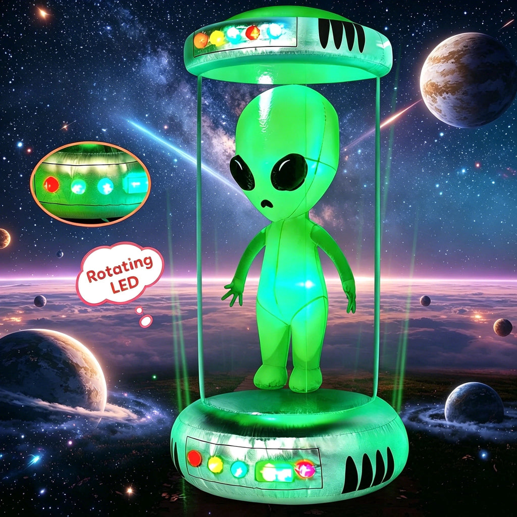 Joyfy 9 ft Halloween Inflatable Giant Alien Decoration with Built-in LEDs,Alien Halloween Decorations Outdoor Blow Up Yard Lawn Decoration