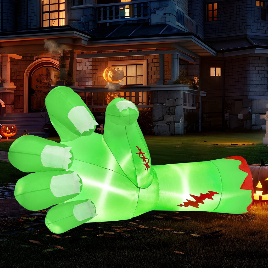 Joyfy 5.5ft Halloween Inflatables Long Light Up Skeleton Ground Breaker Halloween Inflatables Outdoor Decorations,Blow up Halloween Yard Decorations