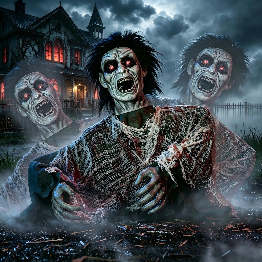 Joyfy Halloween Groundbreaker Animated Halloween Decorations Zombie with Crawling Creepy Animatronic Decorations with Movable Arms,Outdoor Scary Halloween Yard Decorations