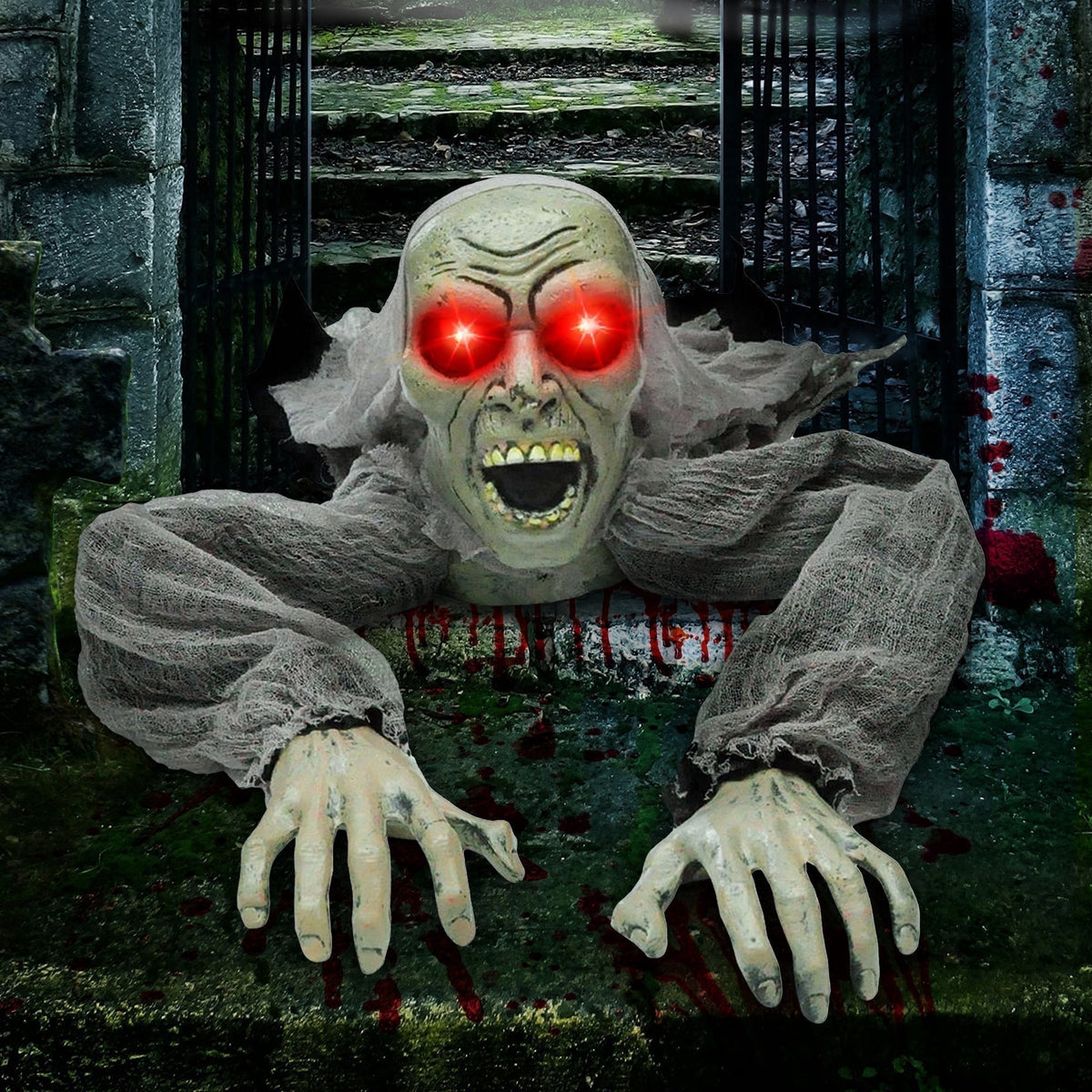 Joyfy Halloween Groundbreaker Halloween Decorations Zombie with Sound and Flashing Eyes,Outdoor Scary Halloween Yard Decorations