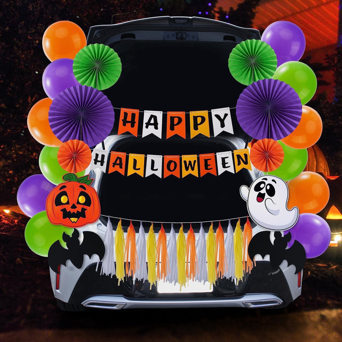Joyfy Halloween Trunk or Treat Car Decorations Kit,Halloween Car Decorations Car Archway with Happy Halloween Theme