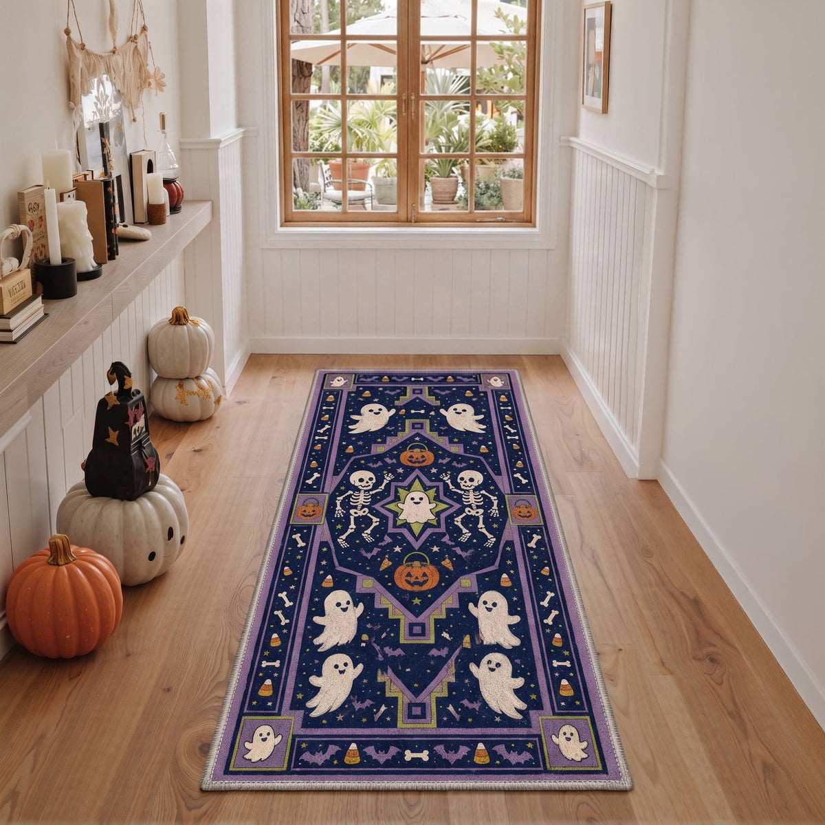KUETH 3'x5' Halloween Machine Washable Area Rug, Non-Slip Rugs for Living Room, Bedroom and Dining Room, Orange