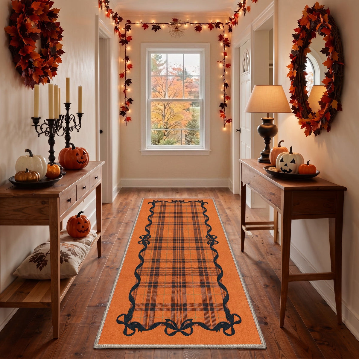 KUETH 3'x5' Halloween Machine Washable Area Rug, Non-Slip Rugs for Living Room, Bedroom and Dining Room, Orange