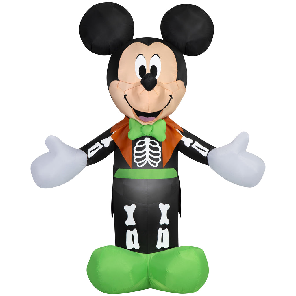 Airblown Halloween Yard Inflatables Light Mickey Mouse in Skeleton Tux Disney, 5 ft