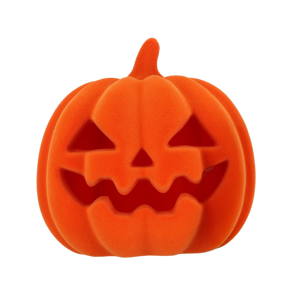 Light-Up Flocked Jack-o'-Lantern Decoration, Orange, 5.5", Halloween by Way To Celebrate