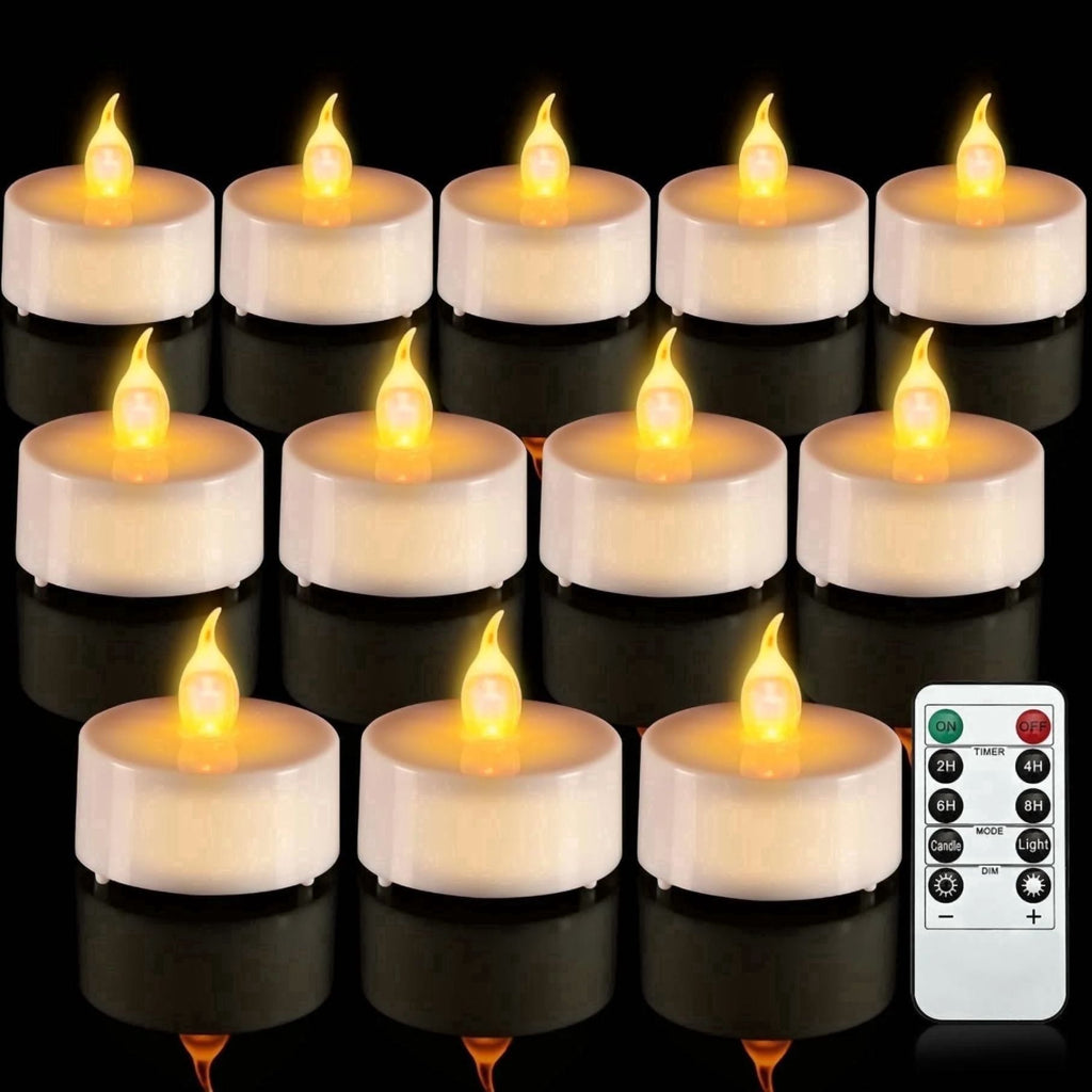 24PCS LED Tealight Candles with Remote Timer, Battery Operated Flameless Tea Light Candles, Fake Flickering Votive Candles for Home Centerpiece Table, Anniversary, Party, Halloween, Ramadan Decor