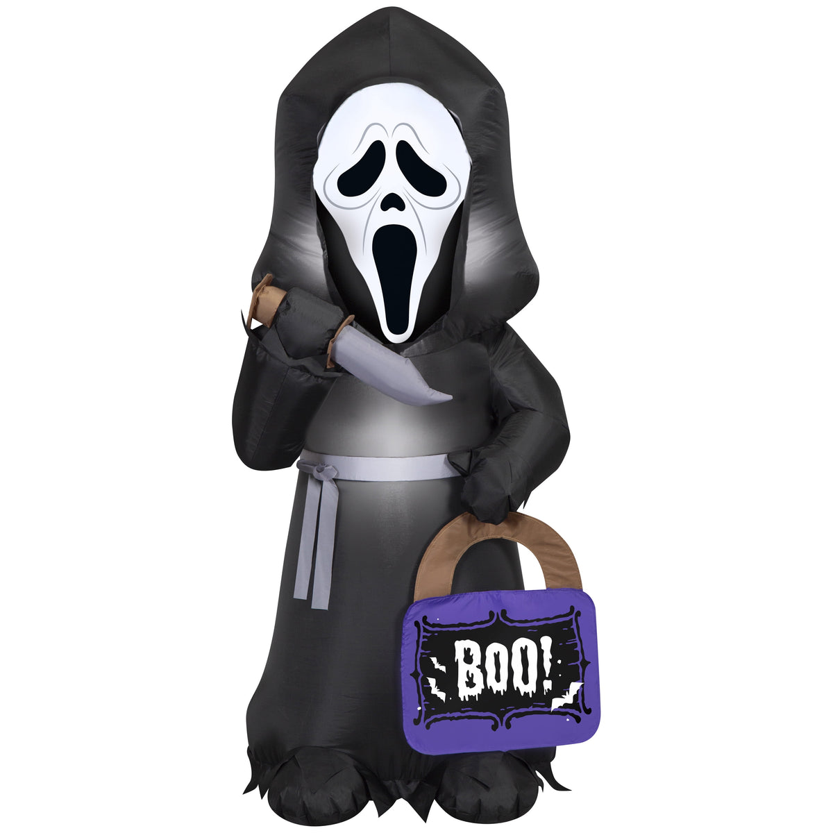 Airblown Halloween Yard Inflatables Light Ghostface with Treat Sack Fun World, 5 ft