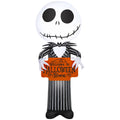 Airblown Halloween Yard Inflatables Light Jack Skellington with Welcome to Halloween Town Sign Disney, 5 ft