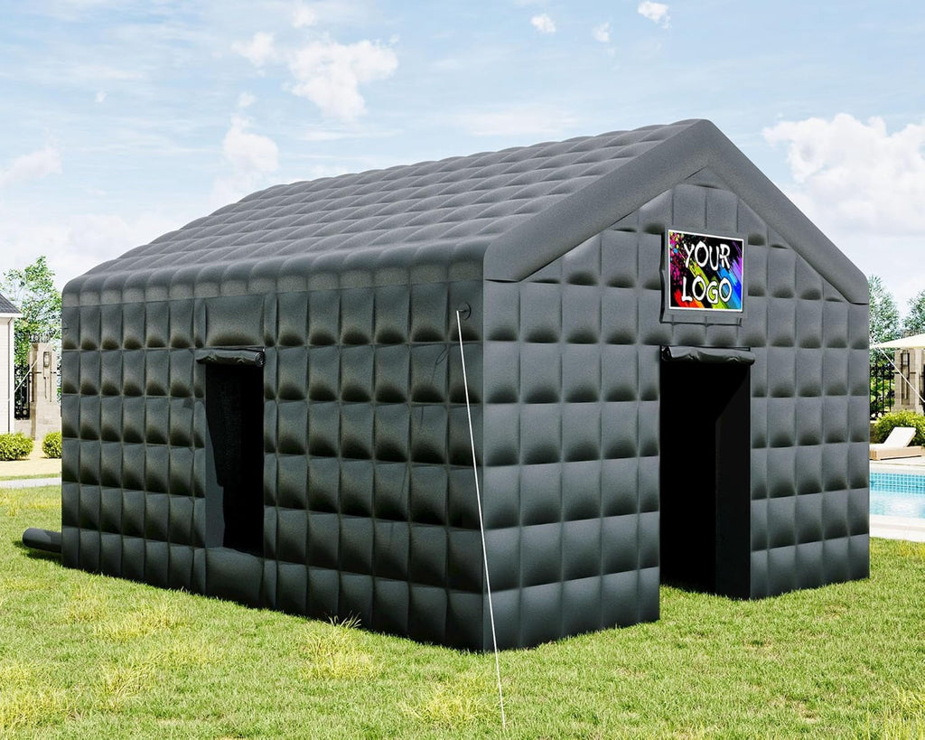 LUXOAK 20x16x14 ft Large Black Inflatable Night Club Tent for Adults with 2 Side Doors, Inflatable Nightclub with Logo Area Gazebo Event House for Wedding Birthday Backyard Party