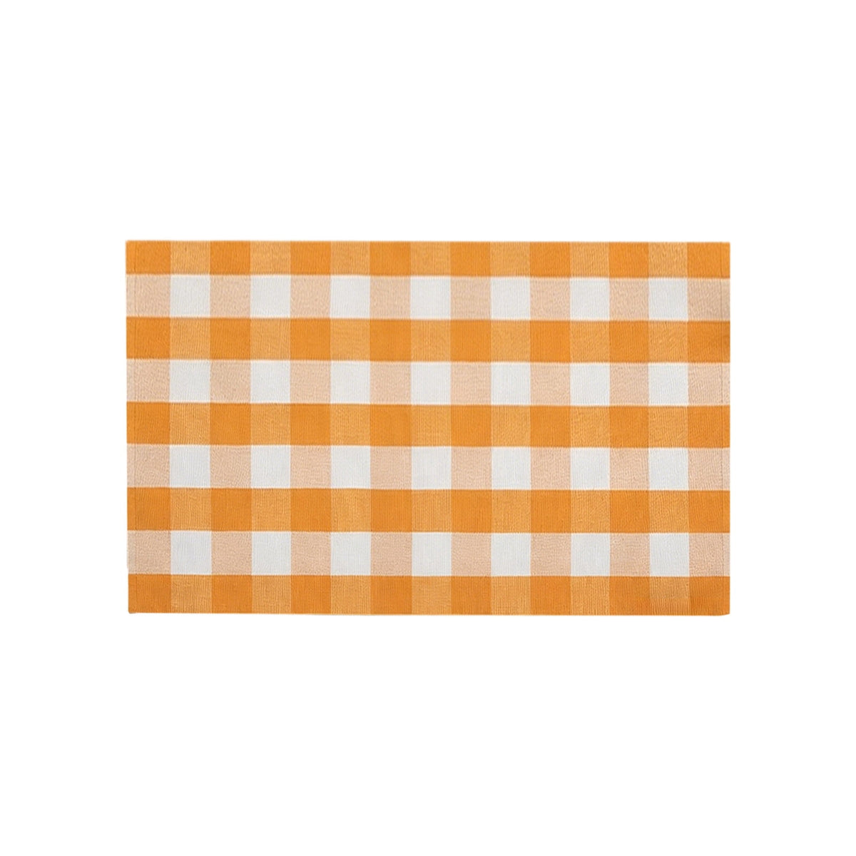 Orange Plaid Fall Outdoor Mat, Hand-Woven Porch Rug for Thanksgiving Halloween Door Decor