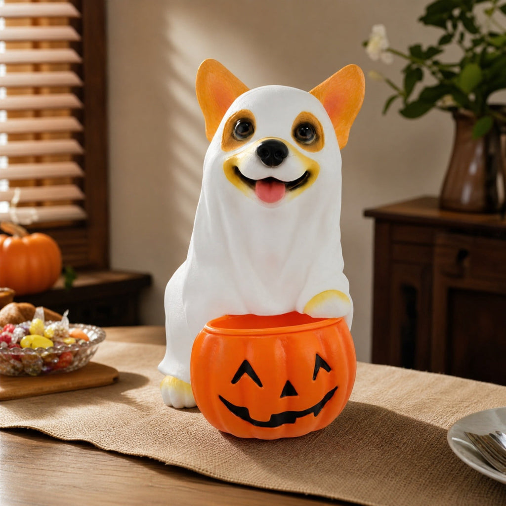 Diceymbol Halloween Pumpkin Snack Bowl Stand Collapsible Broomstick Candy Tray for Cupcakes & Desserts, Resin Serving Platter with Ceramic Pumpkin Bowls