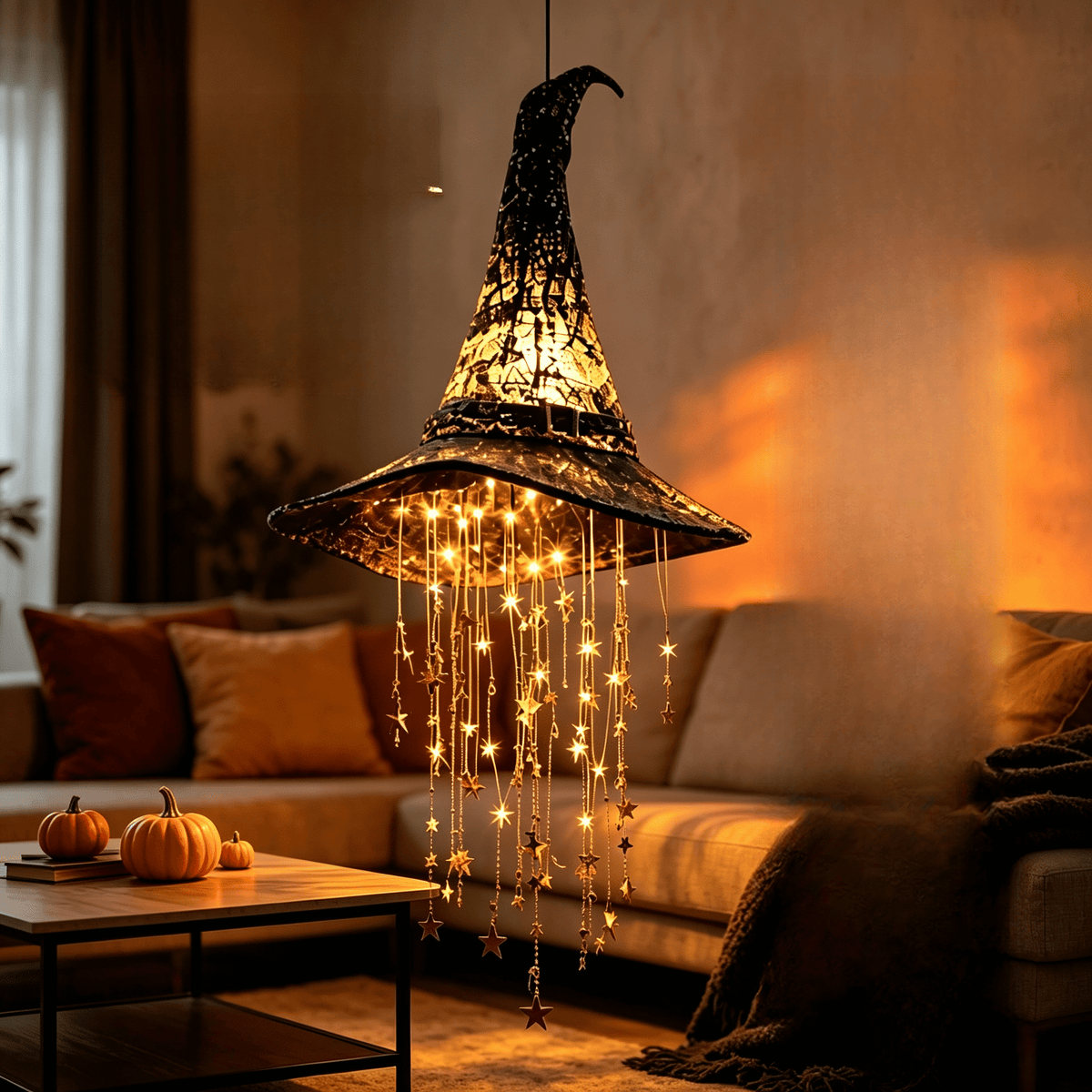 Stijggn Witch Hat Lights Halloween Glowing Lights, Waterproof Hanging Witch Hat Decorations, Warm Light Festival Ornaments for Indoor Outdoor Yard Garden Party Halloween Decor