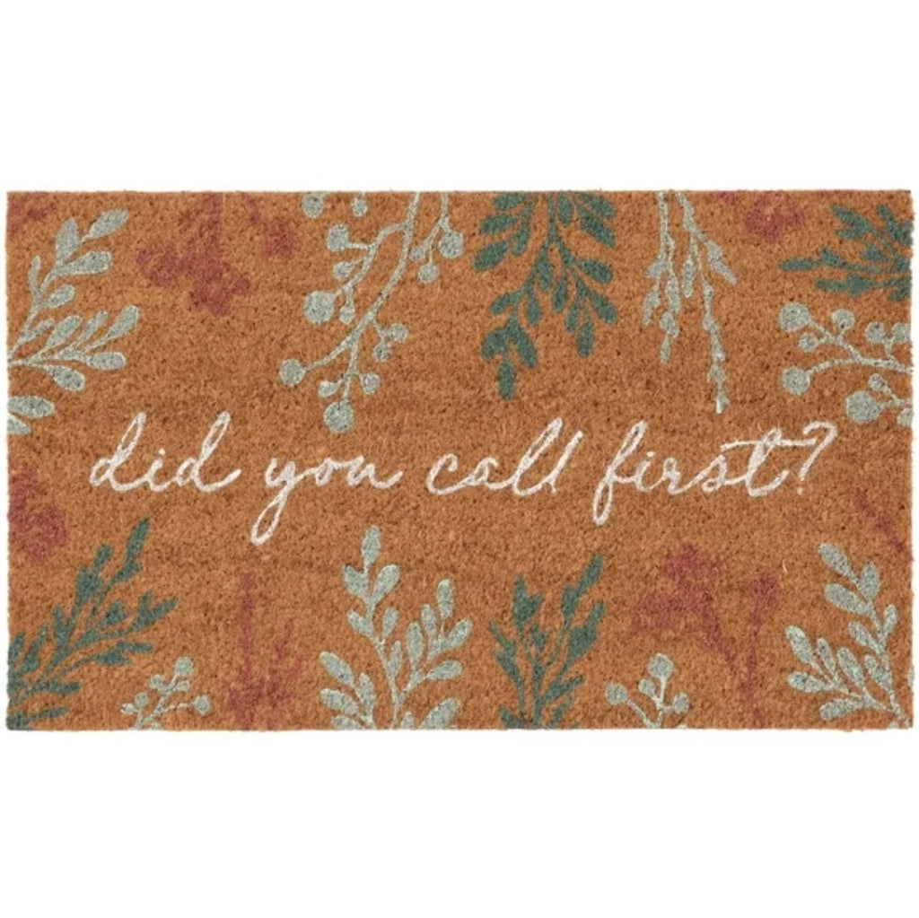 Lypsnake Natural Coco Coir Doormat - "Love Grows Here" Printed with Delicate Floral Pattern, Non-slip Absorbent Entry Mat for Home Entrance Porch Patio and Outdoor Decoration