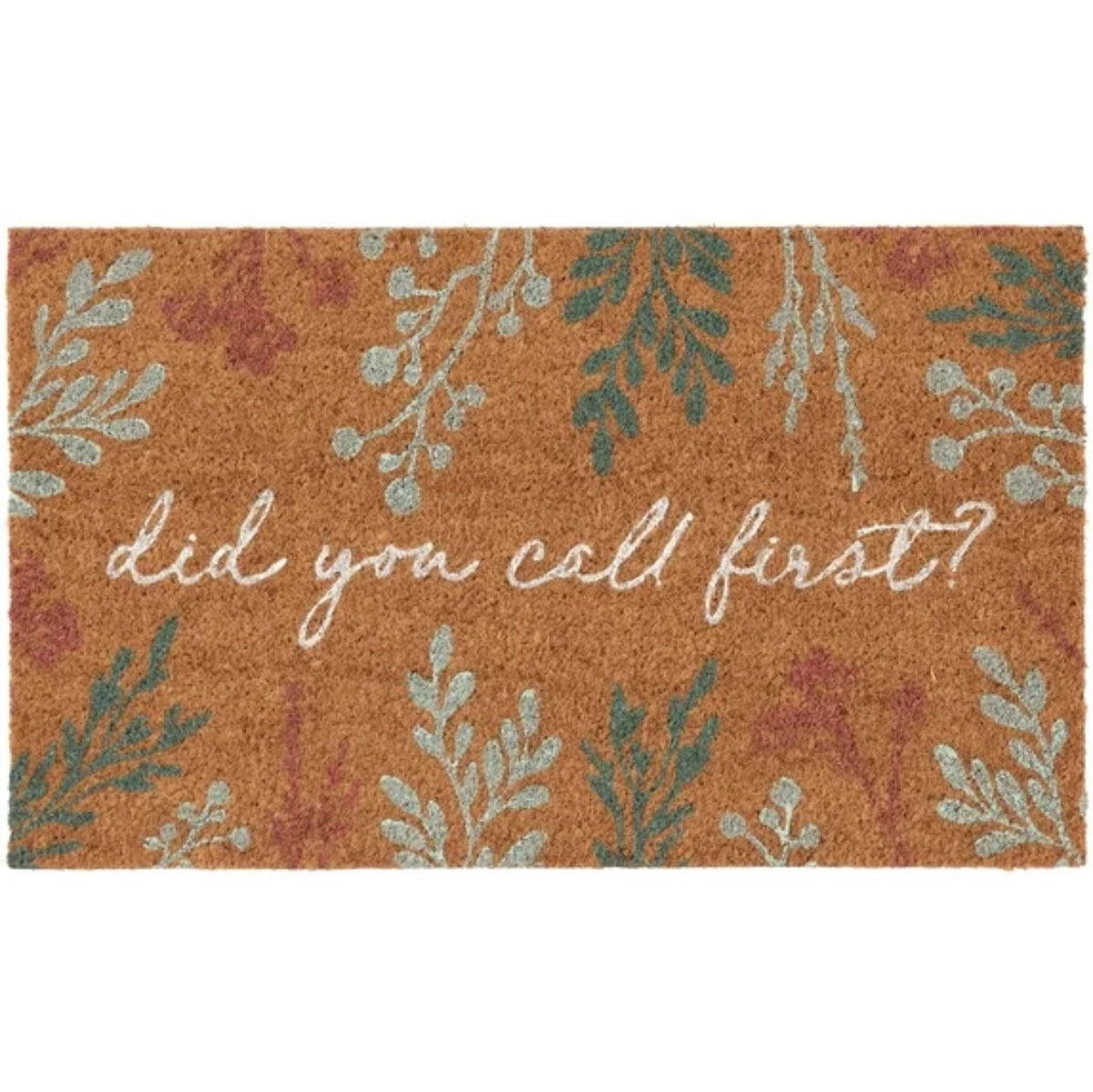 Lypsnake Natural Coco Coir Doormat - "Love Grows Here" Printed with Delicate Floral Pattern, Non-slip Absorbent Entry Mat for Home Entrance Porch Patio and Outdoor Decoration
