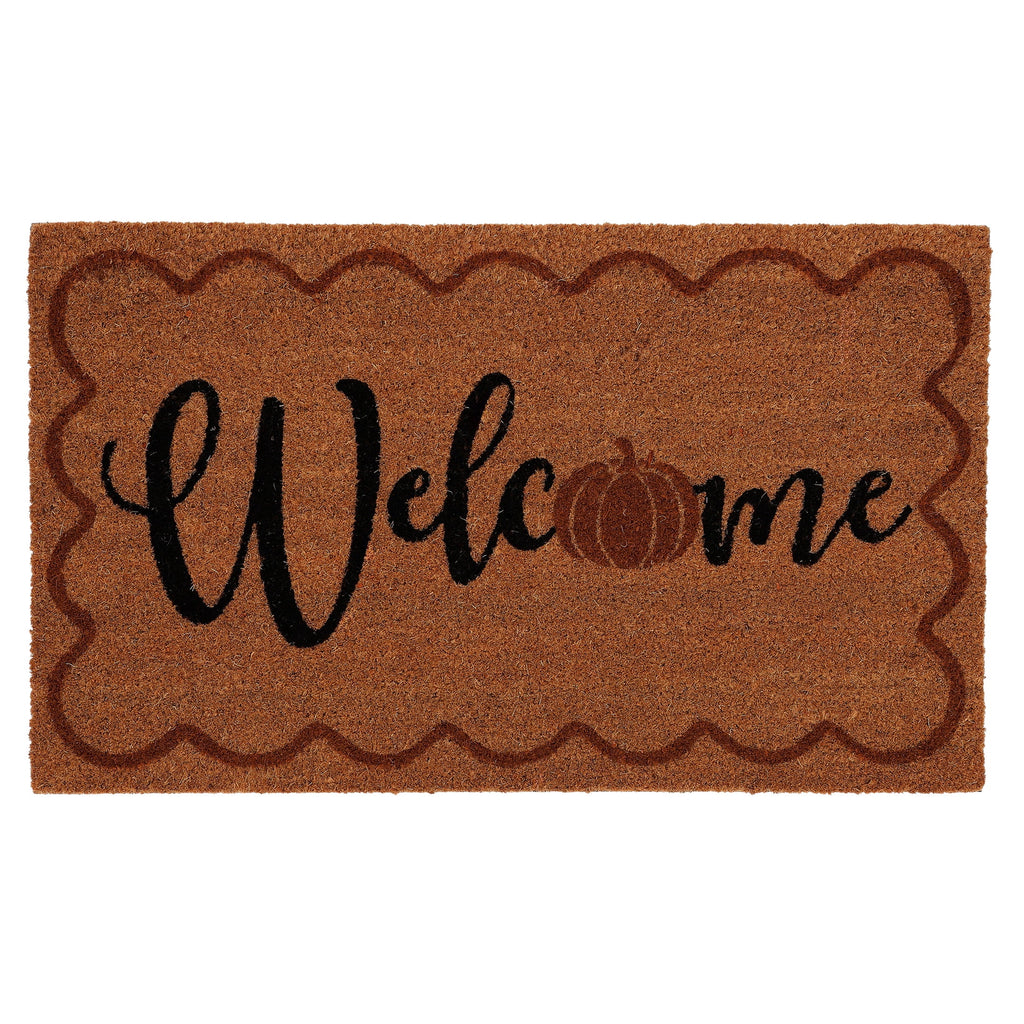 My Texas House Halloween Natural/Multicolor Pumpkin Welcome Outdoor Coir Doormat, 30" x 48"