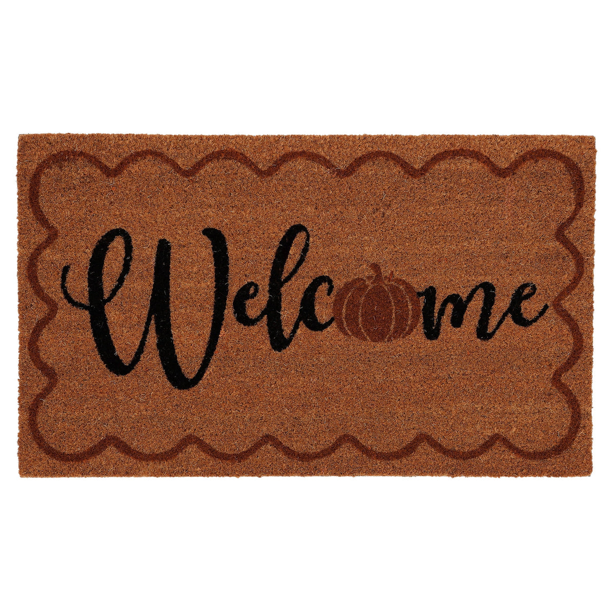 My Texas House Halloween Natural/Multicolor Pumpkin Welcome Outdoor Coir Doormat, 30" x 48"