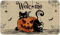 NIETEIN Halloween Door Mat Pumpkin Cat Gnomes Non-Slip Washable 31.5x19.7 Inch (Black Cat Pumpkin)
