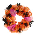 Nearly Natural 26" Halloween Spider Mesh Wreath, Orange