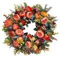 EWSFHUI Peony and Pumpkin Wreath for Front Door - Farmhouse Decor with Maple Leaves,Berries,and Pinecones for Fall,Thanksgiving,Halloween,and Seasonal Displays