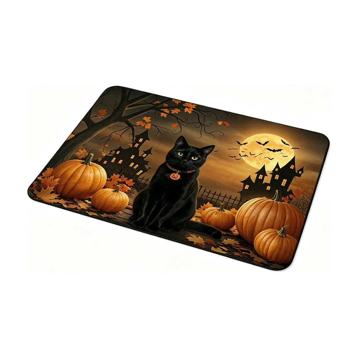 OutmaxHome Halloween Theme Cute Ghost Print Doormat, 15.8x23.6 Inch Non-Slip Absorbent Mat, Easy to Clean, for Front Door, Porch, Farmhouse