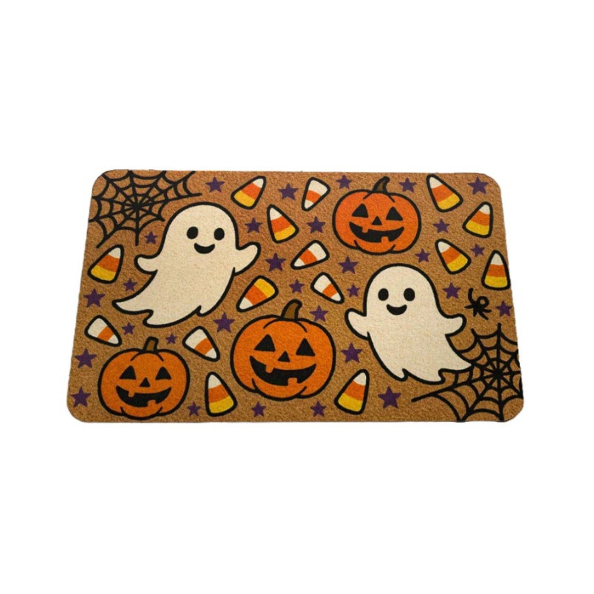 OutmaxHome Halloween Theme Cute Ghost Print Doormat, 15.8x23.6 Inch Non-Slip Absorbent Mat, Easy to Clean, for Front Door, Porch, Farmhouse