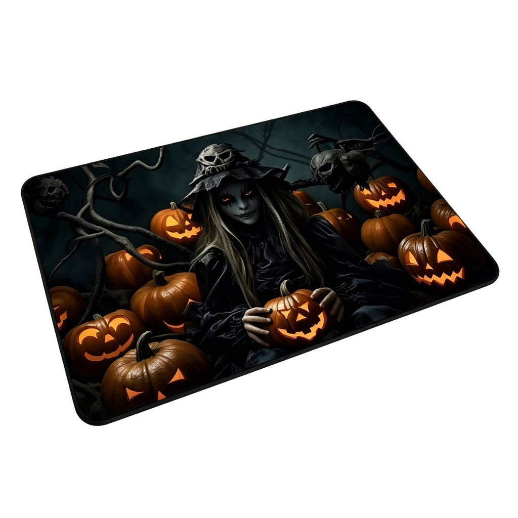 OutmaxHome Halloween Theme Cute Ghost Print Doormat, 15.8x23.6 Inch Non-Slip Absorbent Mat, Easy to Clean, for Front Door, Porch, Farmhouse