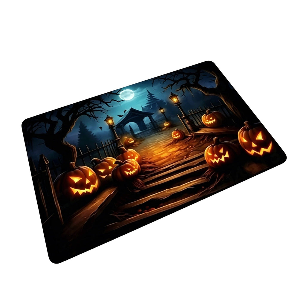 OutmaxHome Halloween Theme Cute Ghost Print Doormat, 15.8x23.6 Inch Non-Slip Absorbent Mat, Easy to Clean, for Front Door, Porch, Farmhouse