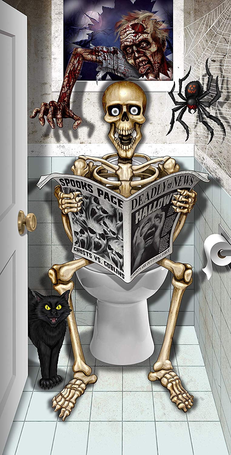 PMU Halloween Bathroom Door Cover, Halloween Decor, Door Decor