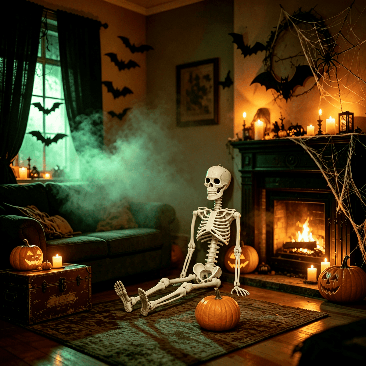 Plastic Posable Skeleton Model, 35.43in Halloween Skeleton Outdoor Decorations with Movable Joints for Escape Rooms, and Classrooms, Beige