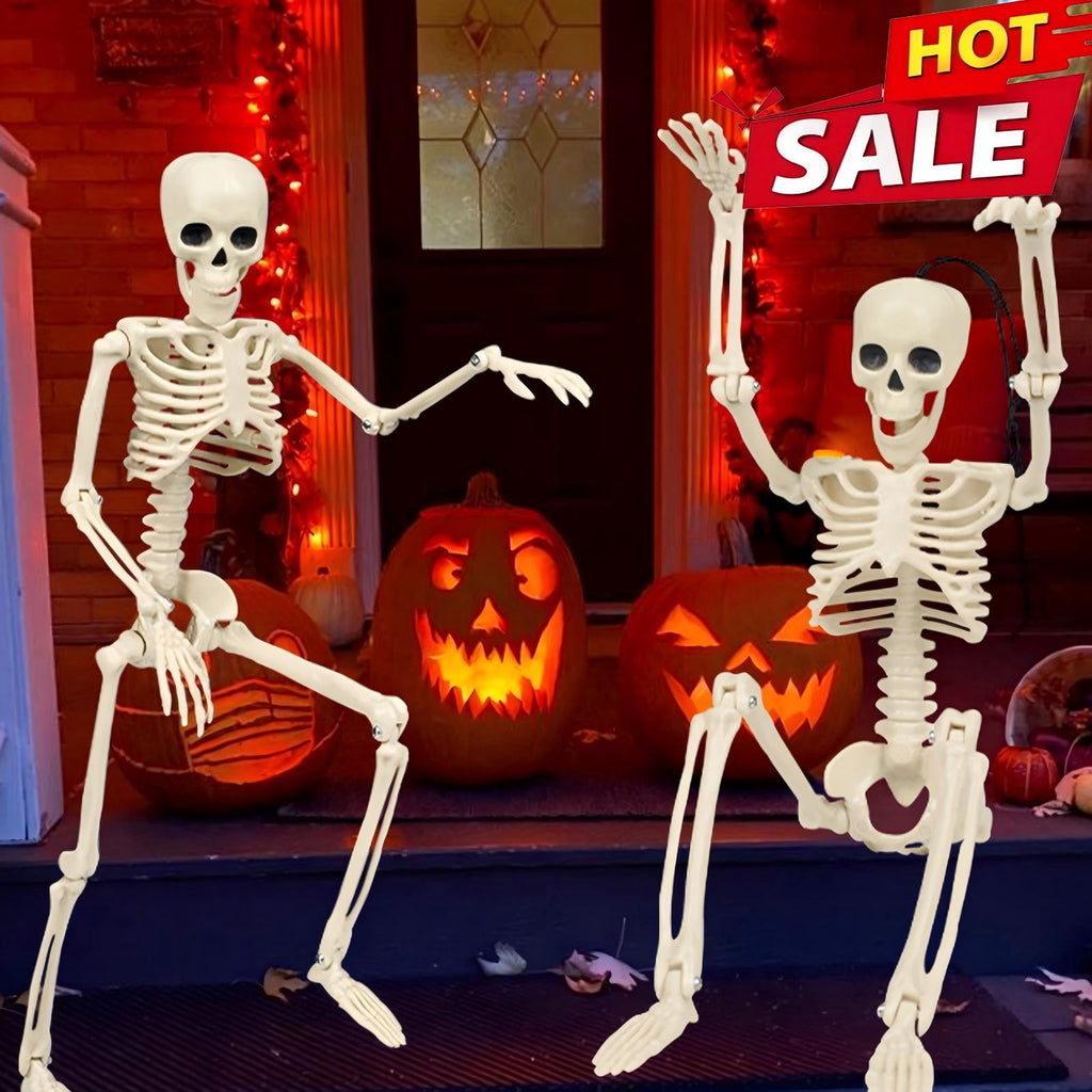 Qocolcyl 2 Pack Halloween Skeleton Lights Decorations, Halloween Candles Lamp Decoration Ornament Indoor Outdoor, Halloween Scary Decor for Home Room Table Outside Yard Lawn Garden Party Supplies