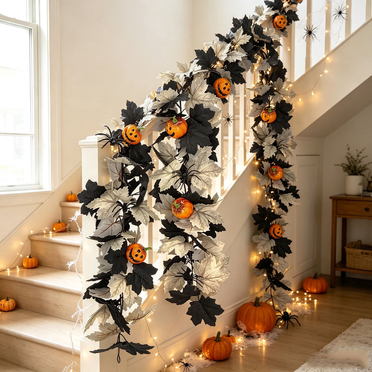 SCNOR 72 Inch Halloween Felt Garland with Ghost Pumpkin Witch Hat Spider Broom, Hanging Decor for Fireplace Mantel Wall