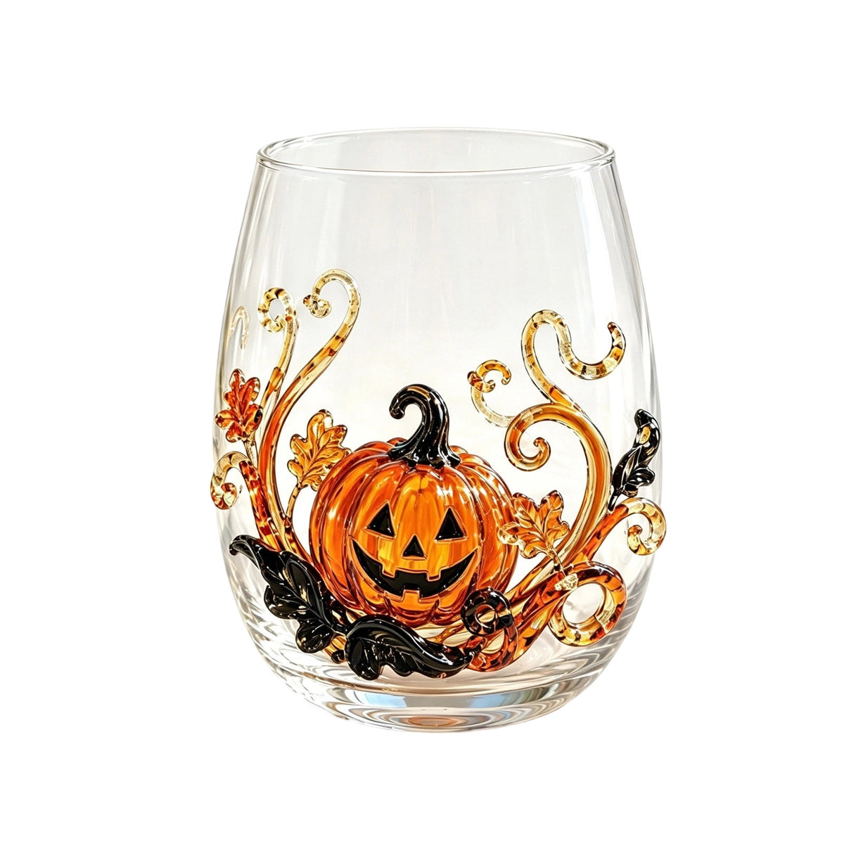 SCNOR Vintage Stained Glass Pumpkin Table Lamp, USB Powered Jack O Lantern Night Light for Halloween Fall Mantel Decor