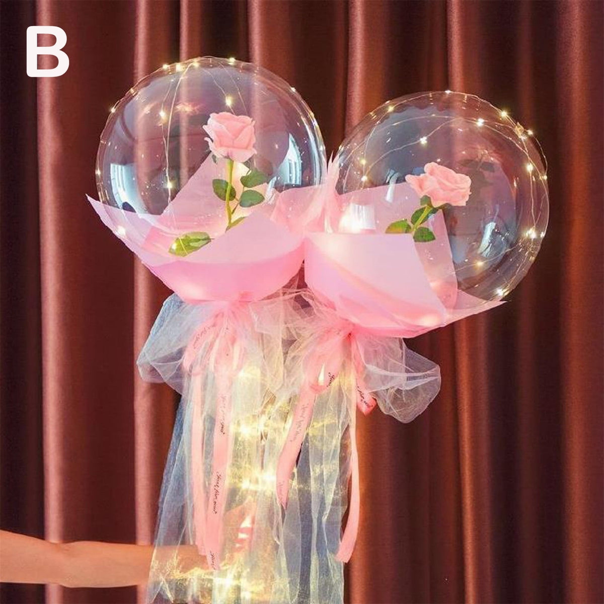 SMKE DIY LED Luminous Rose Balloon Bouquet Kit 3m Fairy Lights Latex Balloon Artificial Rose Party Decor Self-Assembly Glowing Gift Pump String Lights Living Room