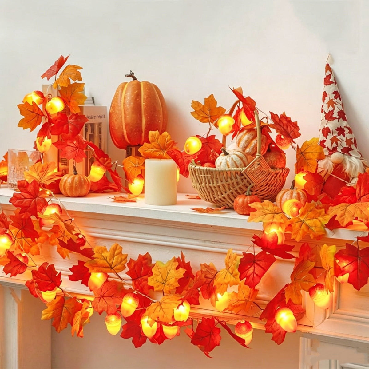SPOORYYO 2Pcs Fall Maple Leaves Stems for Vase, Artificial Autumn Fake Leaves Decor, Maple Leaf Bushes Shrubs for Thanksgiving Halloween Home Farmhouse Table Centerpiece, 12.99" x 7.87"
