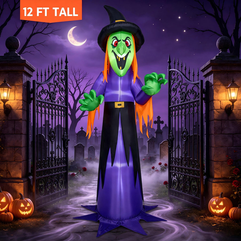 Joyfy 9 ft Halloween Inflatables Pumpkin Skeleton Decorations with Built-in LED Lights,Large Blow Up Decoration for Yard Lawn Garden Indoor Outdoor, Pumpkin Skeleton Inflatable Decoration