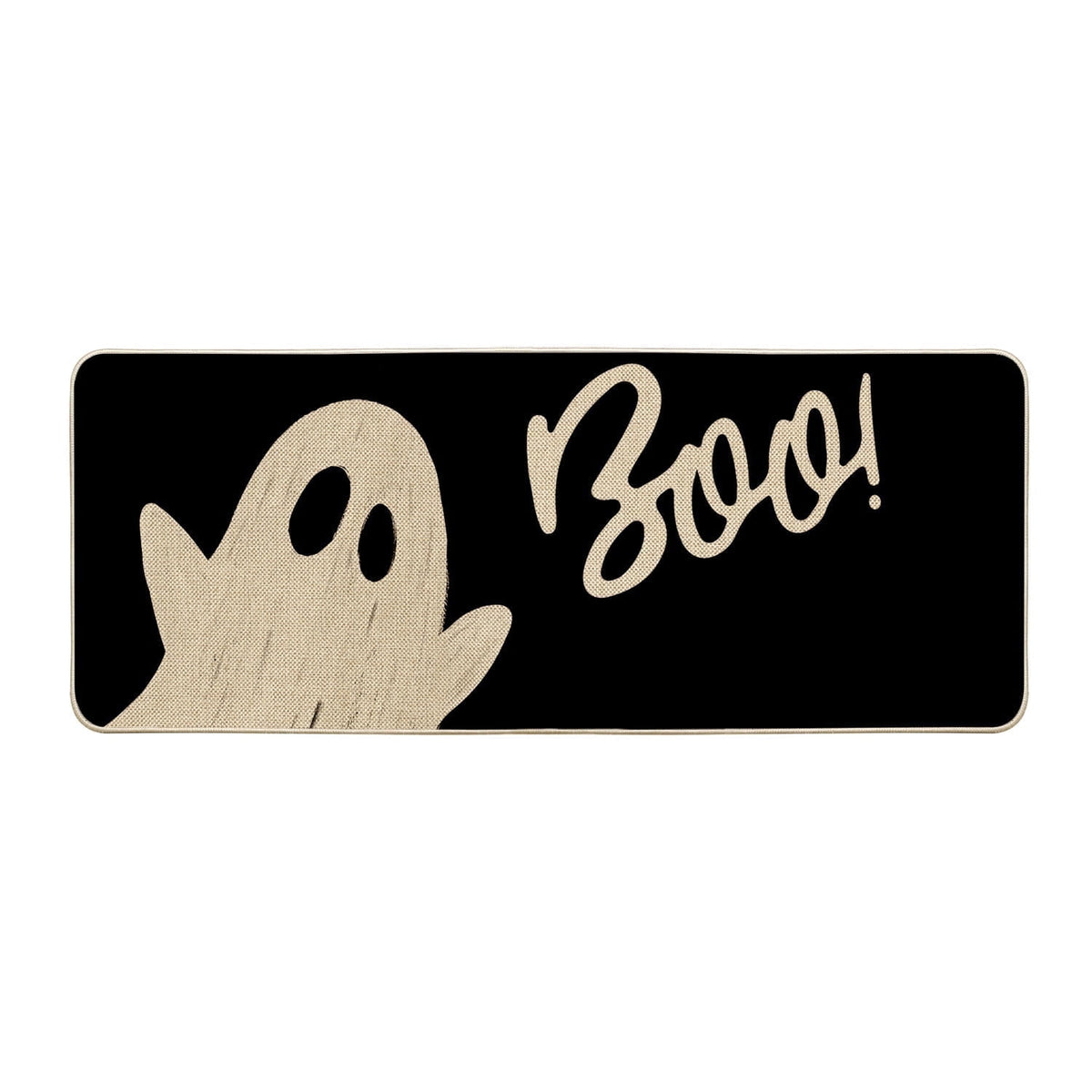 Sm:)e Polka Dot Black Cat, Jack-O'-Lantern, Ghost Halloween Welcome Doormat, 17x29 Inch