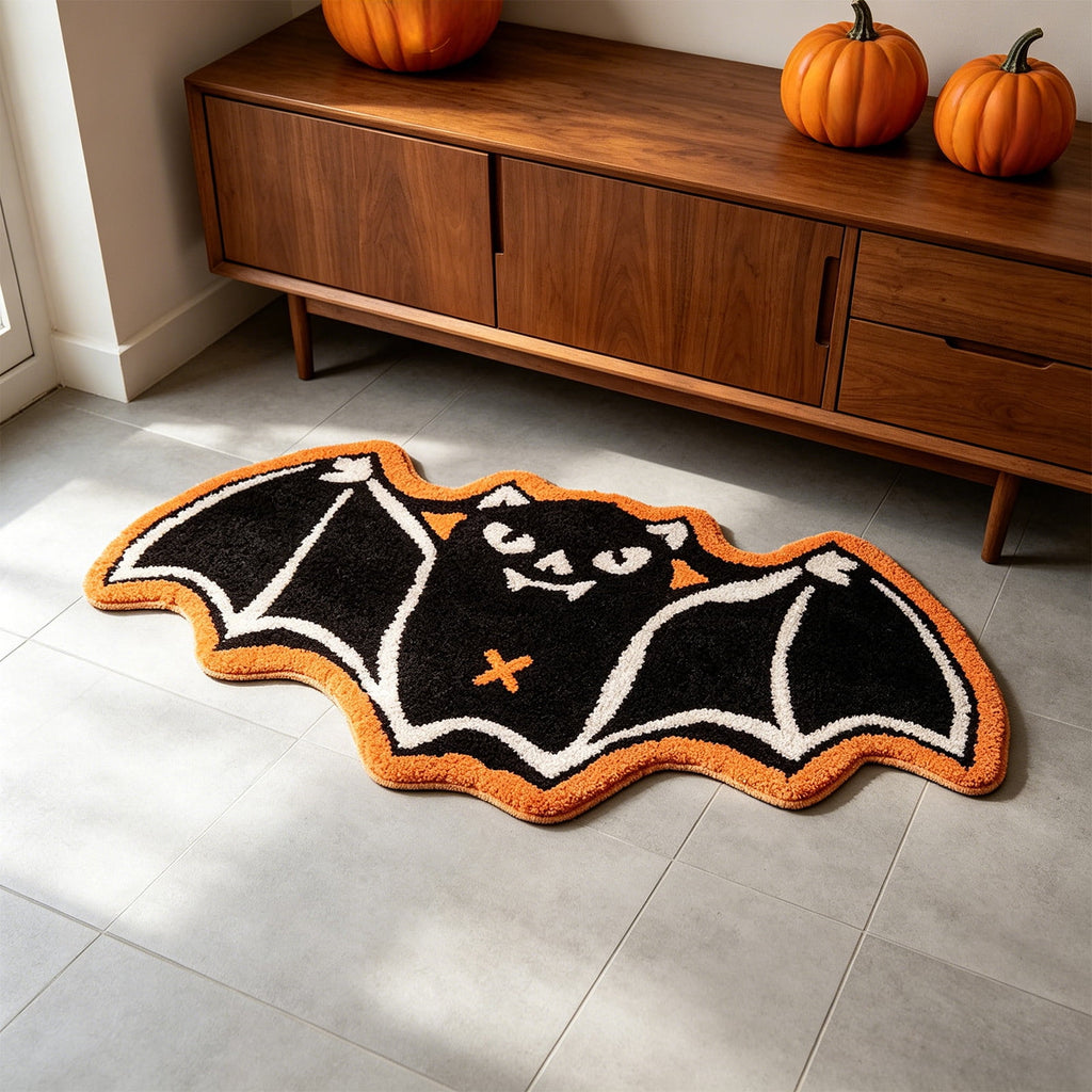 Halloween Decor White Ghost Rug 24x16 inches, Handmade Tufted Fluffy Aesthetic Area Rugs, Cute Soft Cool Non Slip Floor Carpet Bath mat, Living Room, Bathroom, playroom, Kitchen