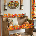 Sruoe Simulation Maple Leaf and Rattan Fall Garland for Holiday Stair Door, Greenery Garland for Garden Home Wall, Fake Plants Wreath Decoration for Thanksgiving Halloween, Orange