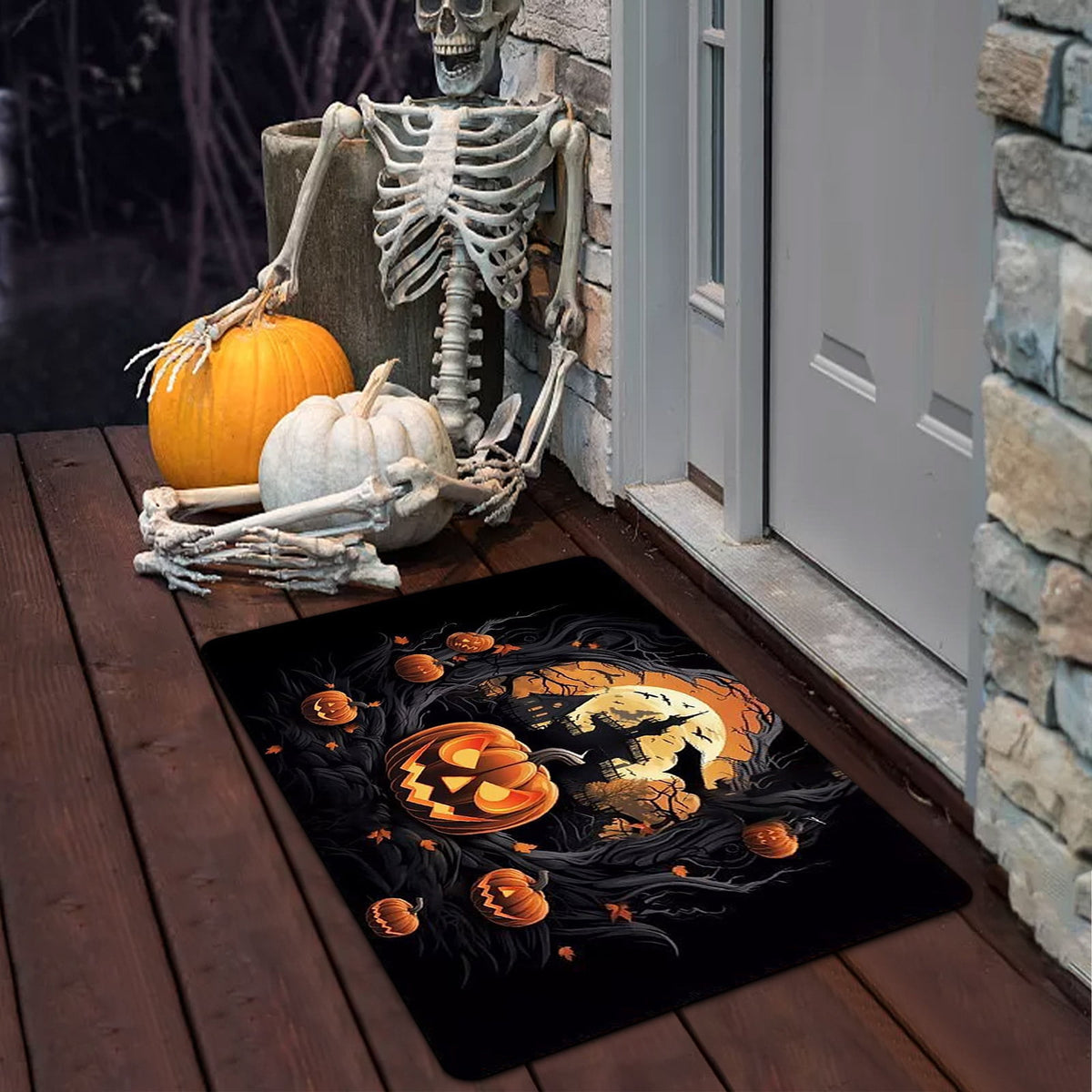 Stijggn Halloween Kitchen Rugs Halloween Mat Halloween Decorations Doormat, Welcome Mats for Front Door,Spooky Outdoor Mats for Front Door, Living Room, Bedroom, K-ids' Room