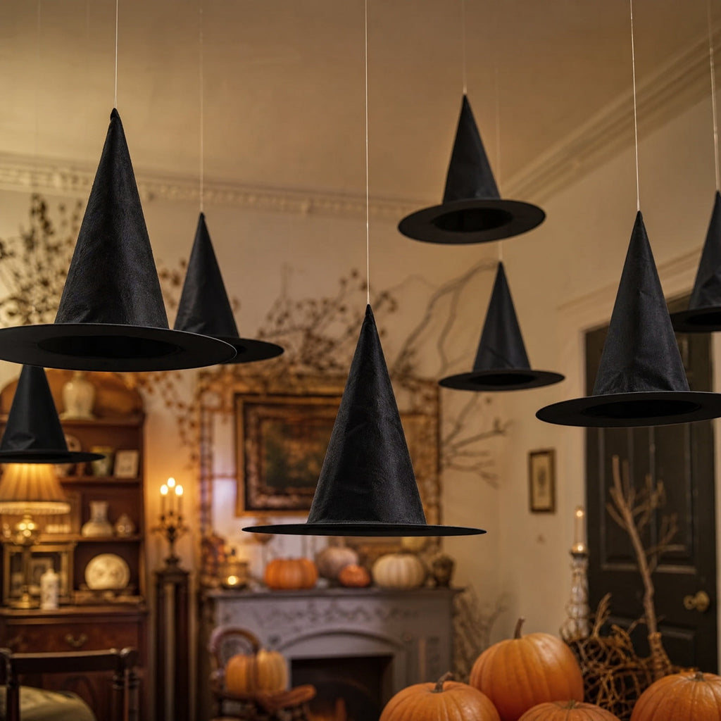 Stijggn Witch Hat Lights Halloween Glowing Lights, Waterproof Hanging Witch Hat Decorations, Warm Light Festival Ornaments for Indoor Outdoor Yard Garden Party Halloween Decor