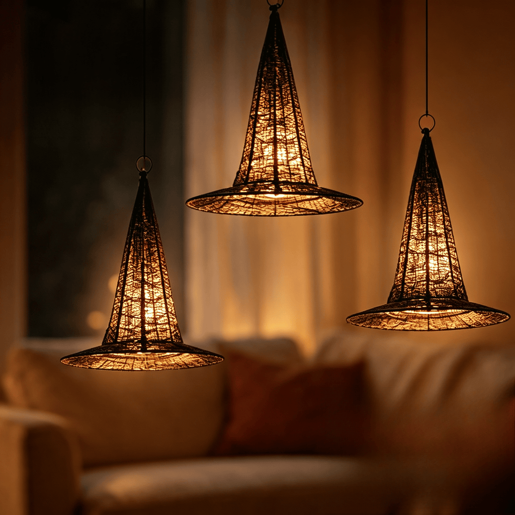 Stijggn Witch Hat Lights Halloween Glowing Lights, Waterproof Hanging Witch Hat Decorations, Warm Light Festival Ornaments for Indoor Outdoor Yard Garden Party Halloween Decor