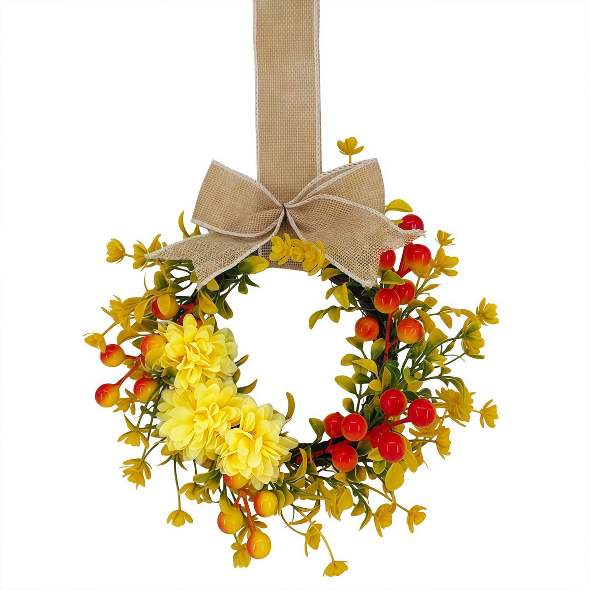 Deeceymbur Artificial Fall Pumpkin Wreath with Bow Harvest Front Door Halloween Thanksgiving Wall Decor